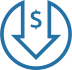 An icon of a circle with a downward pointing arrow inside in. There's a dollar sign in the arrow.