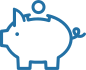 An icon of a piggy bank with a coin falling into it.